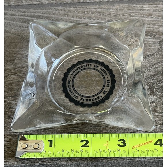 vintage glass ashtray University of Iowa clear trinket dish No Chips Or Cracks - Picture 3 of 5